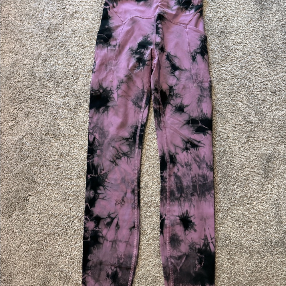 Lululemon Purple and Black Tie-Dye Leggings